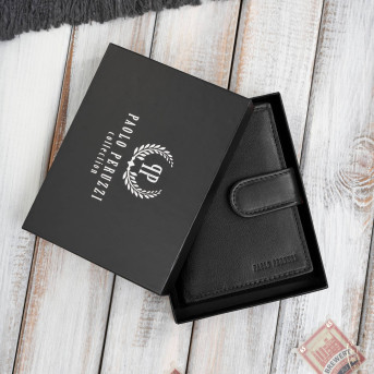 Portfel męski skórzany klasyczny pionowy czarny z RFID AL-18-BL