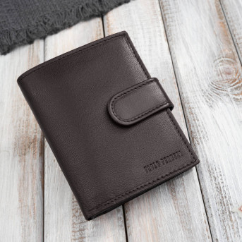 Portfel męski skórzany klasyczny pionowy brązowy z RFID AL-18-BR
