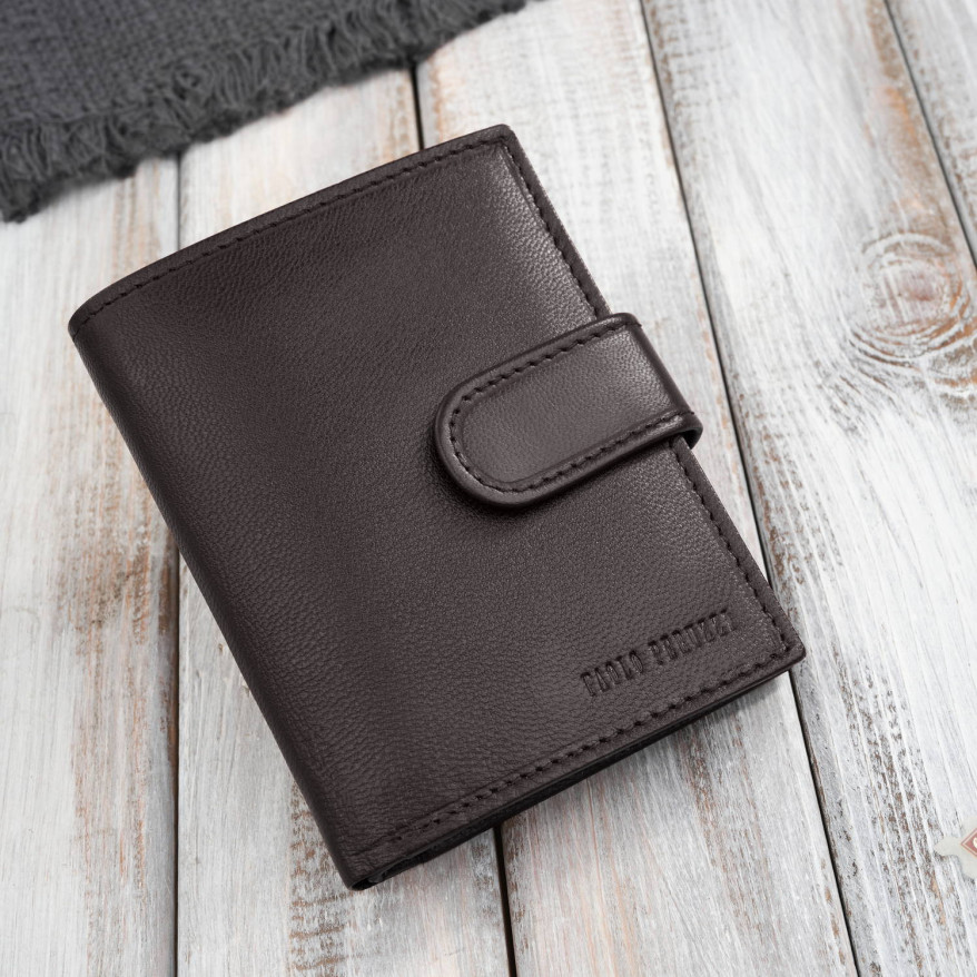 Portfel męski skórzany klasyczny pionowy brązowy z RFID AL-18-BR