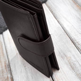 Portfel męski skórzany klasyczny pionowy brązowy z RFID AL-18-BR