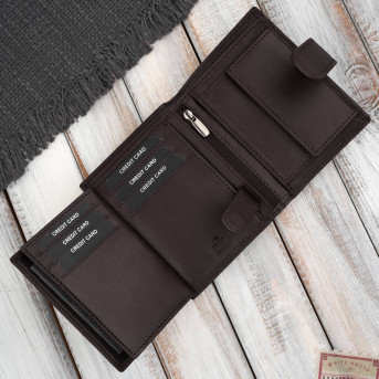 Portfel męski skórzany klasyczny pionowy brązowy z RFID AL-18-BR