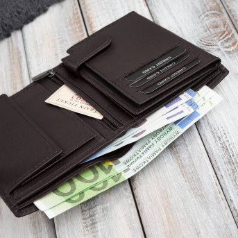 Portfel męski skórzany klasyczny pionowy brązowy z RFID AL-18-BR