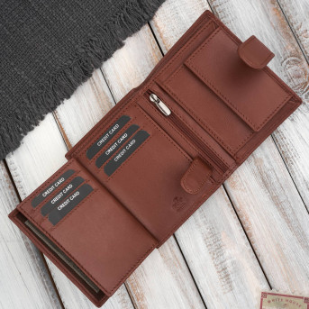 Portfel męski skórzany klasyczny pionowy koniakowy z RFID AL-18-CG