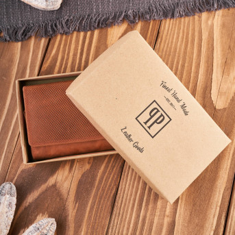 Portfel damski skórzany duży pomarańczowy pojemny vintage T-113-HOR