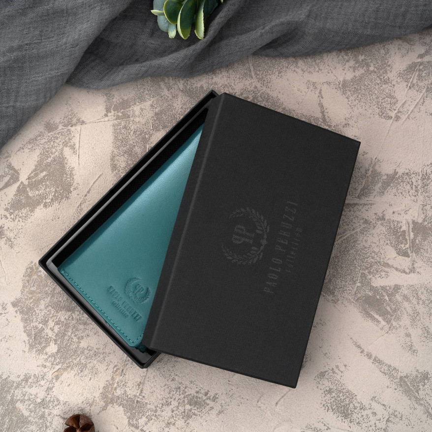 Portfel damski skórzany duży butelkowa zieleń z ochroną RFID T-140-GB