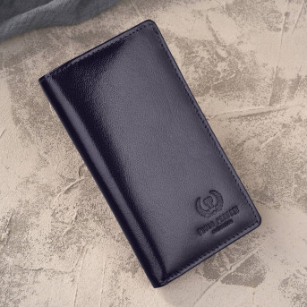 Portfel damski skórzany duży granatowy z ochroną RFID T-140-NV