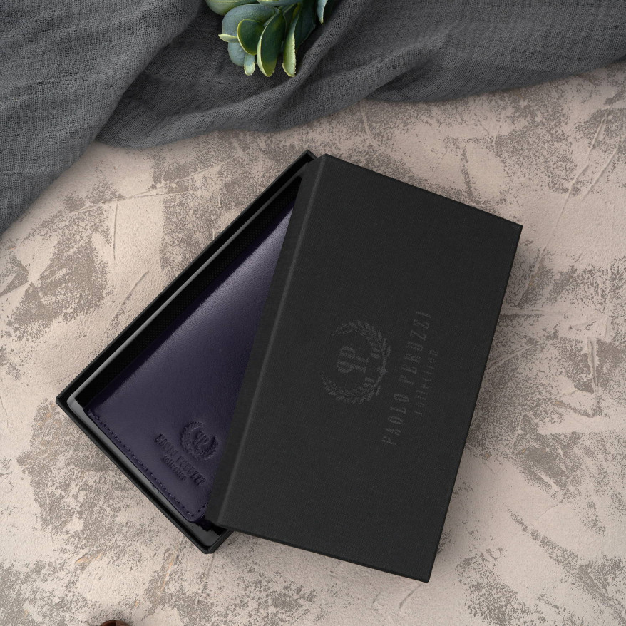 Portfel damski skórzany duży granatowy z ochroną RFID T-140-NV