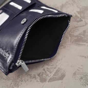 Portfel damski skórzany duży granatowy z ochroną RFID T-140-NV