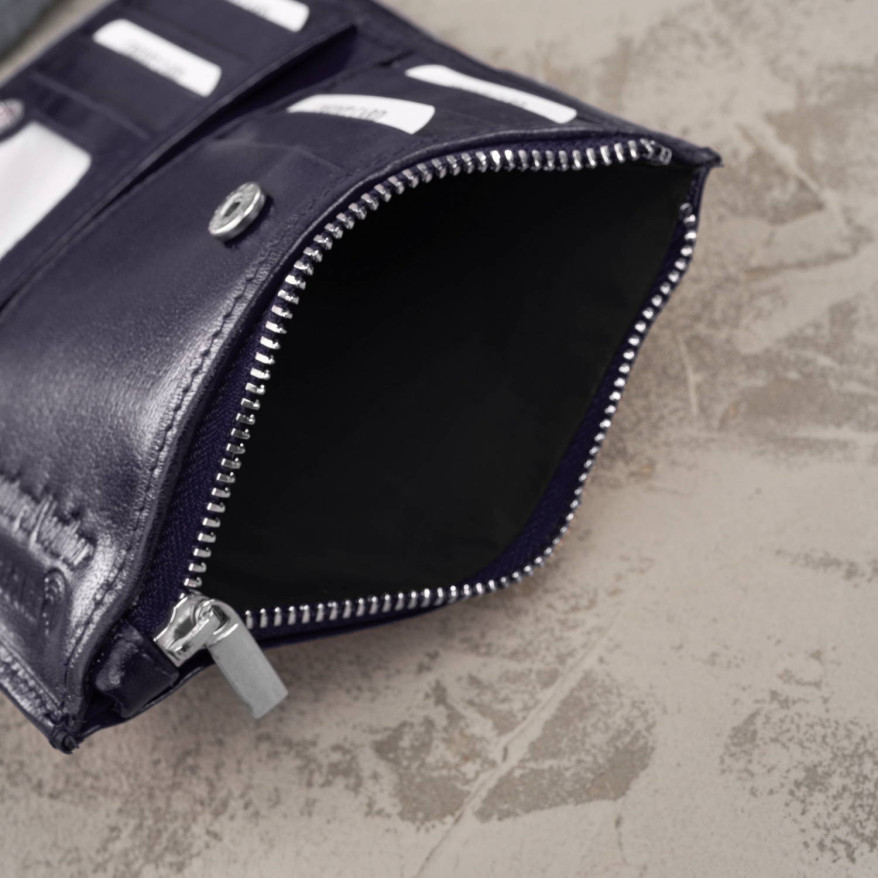 Portfel damski skórzany duży granatowy z ochroną RFID T-140-NV