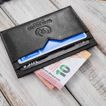 Etui na karty i wizytówki skórzane minimalistyczne praktyczne etui czarne Paolo Peruzzi T-150-BL