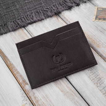 Etui na karty i wizytówki skórzane minimalistyczne praktyczne etui brązowe Paolo Peruzzi T-150-BR