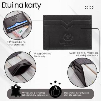 Etui na karty i wizytówki skórzane minimalistyczne praktyczne etui brązowe Paolo Peruzzi T-150-BR