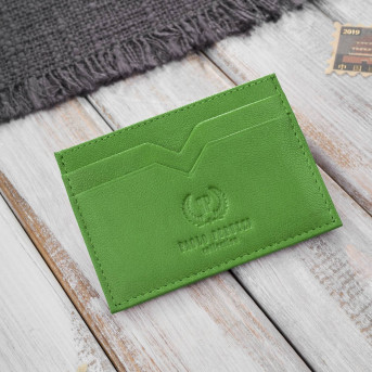 Etui na karty i wizytówki skórzane minimalistyczne praktyczne etui zielone Paolo Peruzzi T-150-GR