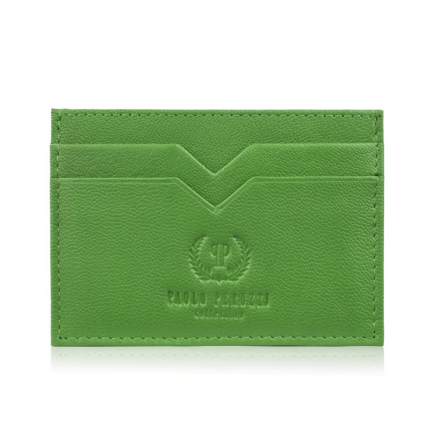 Etui na karty i wizytówki skórzane minimalistyczne praktyczne etui zielone Paolo Peruzzi T-150-GR