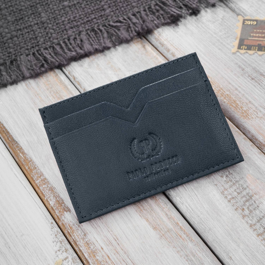 Etui na karty i wizytówki skórzane minimalistyczne praktyczne etui granatowe Paolo Peruzzi T-150-NV