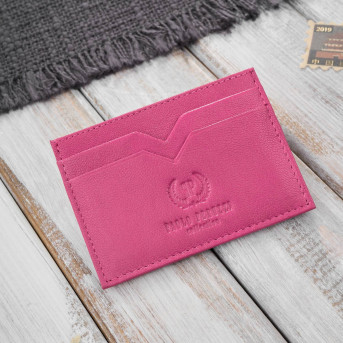 Etui na karty i wizytówki skórzane minimalistyczne praktyczne etui różowe Paolo Peruzzi T-150-PI