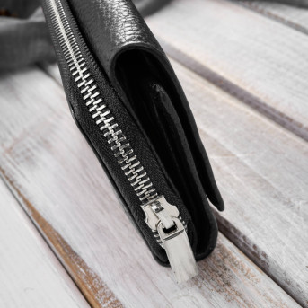 Portfel damski duży czarny ze skóry naturalnej pojemny T-138-BL