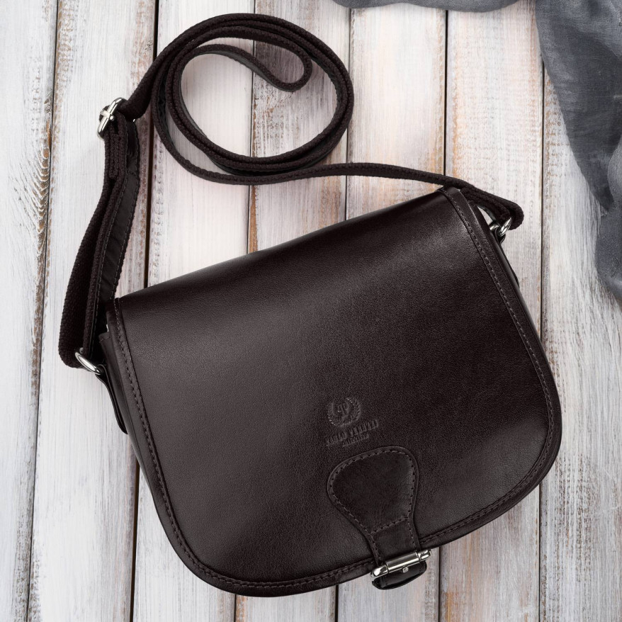 Torebka damska skórzana listonoszka ze skóry licowej brązowa T-39-KBR