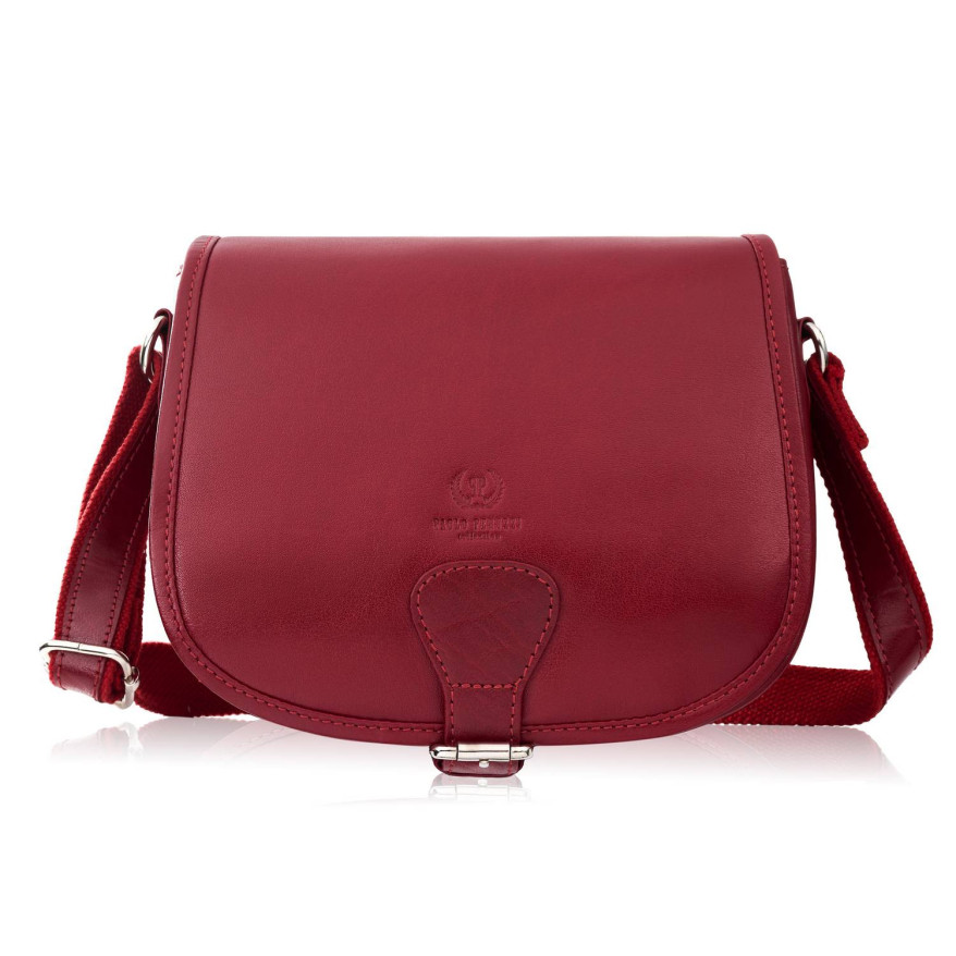 Torebka damska skórzana listonoszka ze skóry licowej czerwona T-39-KRD