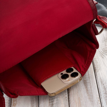 Torebka damska skórzana listonoszka ze skóry licowej czerwona T-39-KRD