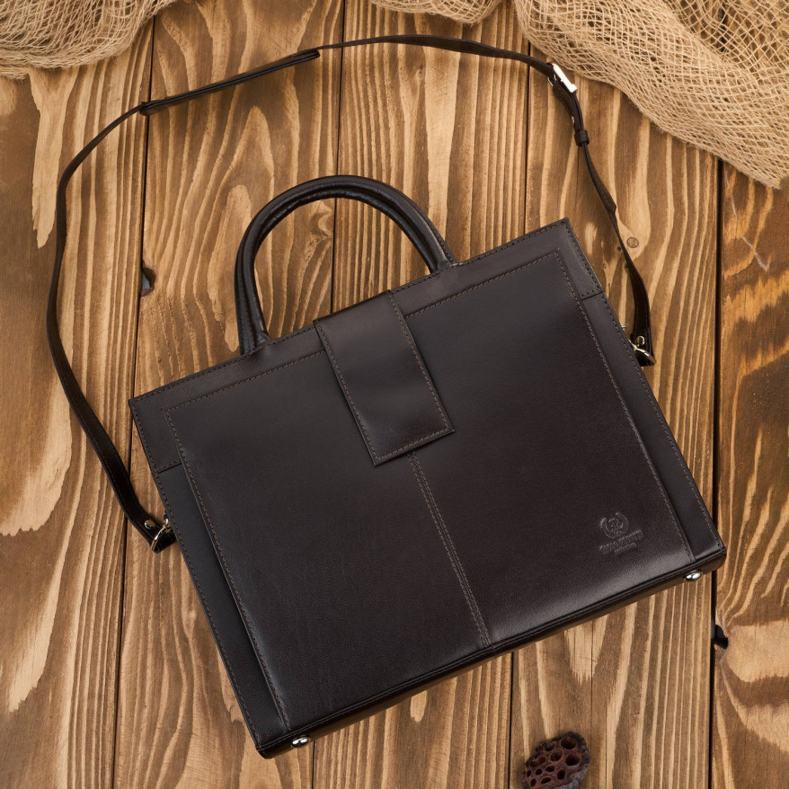 Torebka damska skórzana aktówka A4 do ręki i na ramię skóra licowa brązowa T-94-BR