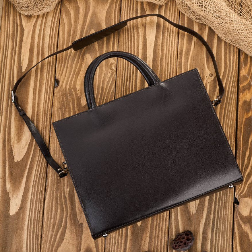 Torebka damska skórzana aktówka A4 do ręki i na ramię skóra licowa brązowa T-94-BR