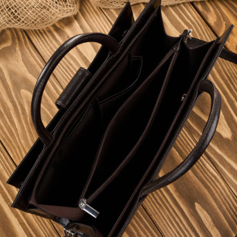 Torebka damska skórzana aktówka A4 do ręki i na ramię skóra licowa brązowa T-94-BR