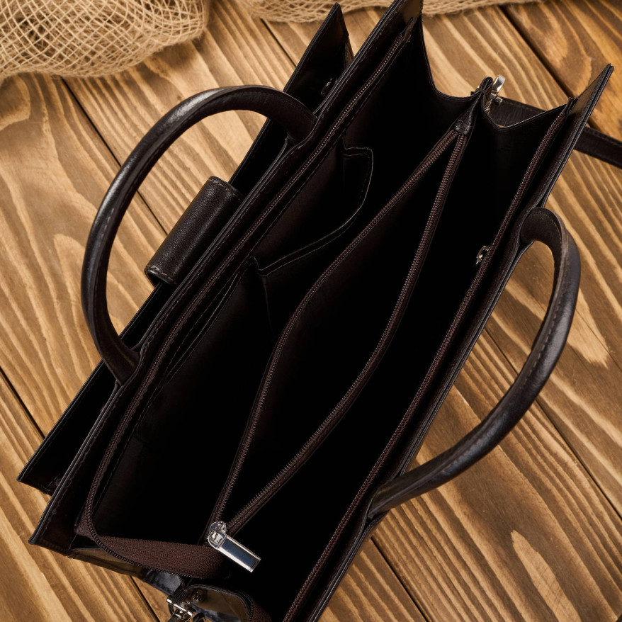 Torebka damska skórzana aktówka A4 do ręki i na ramię skóra licowa brązowa T-94-BR