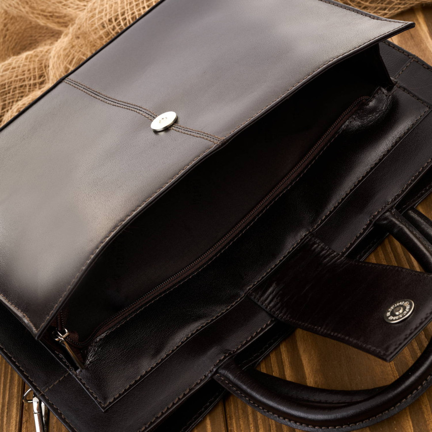 Torebka damska skórzana aktówka A4 do ręki i na ramię skóra licowa brązowa T-94-BR