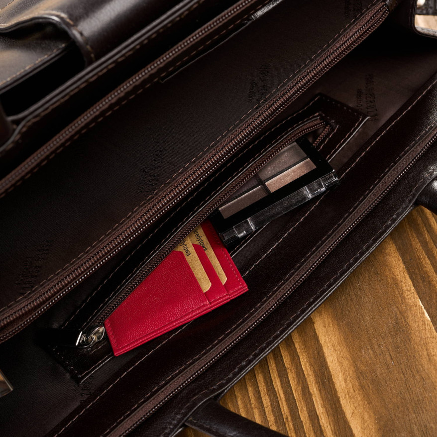 Torebka damska skórzana aktówka A4 do ręki i na ramię skóra licowa brązowa T-94-BR