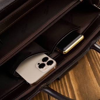 Torebka damska skórzana aktówka A4 do ręki i na ramię skóra licowa brązowa T-94-BR