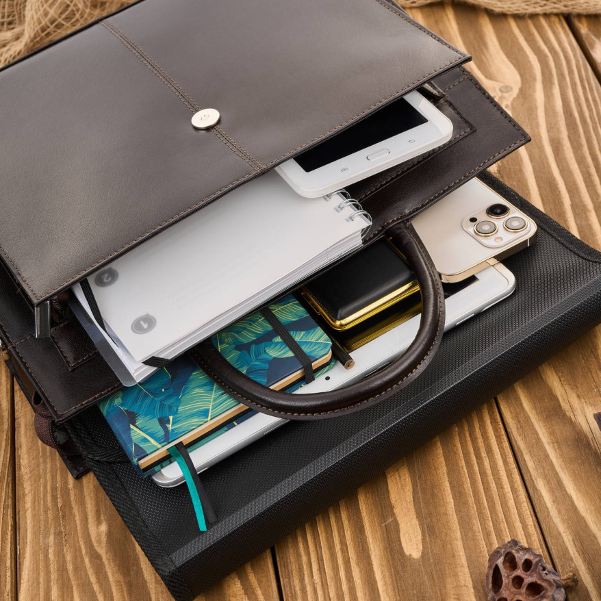 Torebka damska skórzana aktówka A4 do ręki i na ramię skóra licowa brązowa T-94-BR