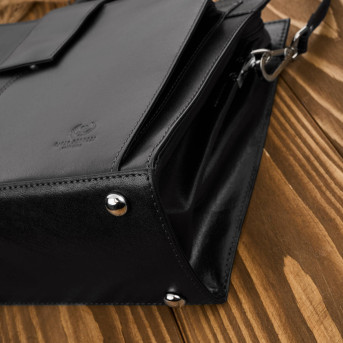 Torebka damska skórzana aktówka A4 do ręki i na ramię skóra licowa czarna T-94-BL