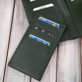 Duży portfel damski ciemna zieleń handmade z ochroną RFID Paolo Peruzzi AY-08-GB