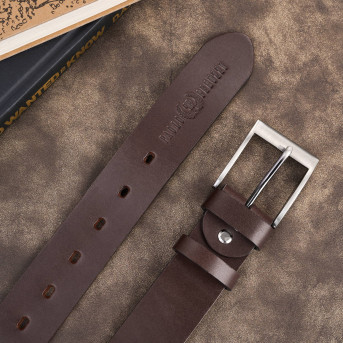 Pasek męski skórzany premium z klasyczną klamrą elegancki ciemnobrązowy 100 cm PG-08-DBR-100
