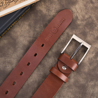 Pasek męski skórzany premium z klasyczną klamrą elegancki koniakowy 110 cm PG-08-CG-110