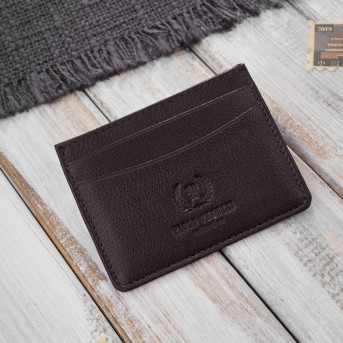 Etui na karty i wizytówki skórzane minimalistyczne praktyczne etui brązowe T-151-BR