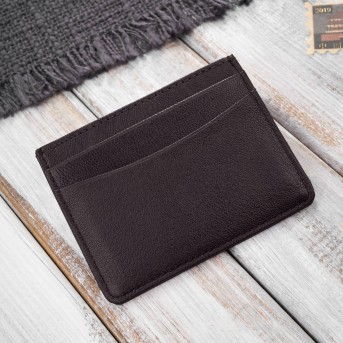 Etui na karty i wizytówki skórzane minimalistyczne praktyczne etui brązowe T-151-BR