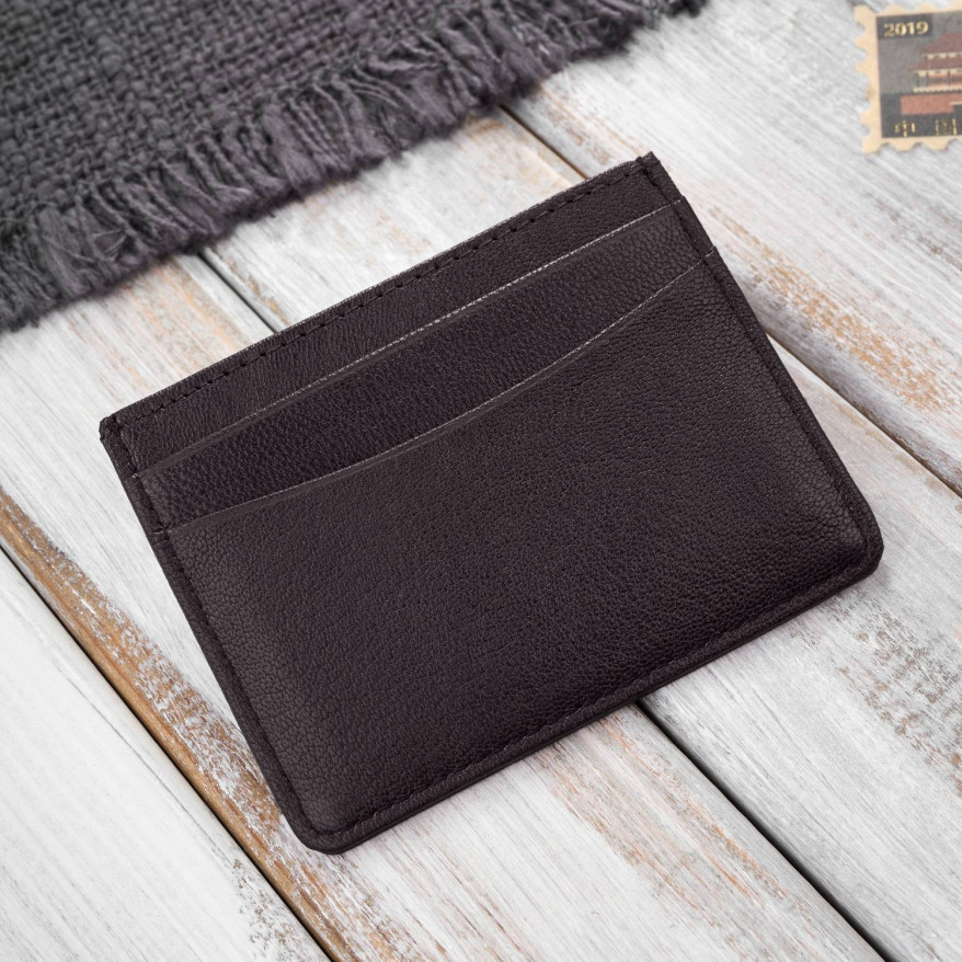 Etui na karty i wizytówki skórzane minimalistyczne praktyczne etui brązowe T-151-BR