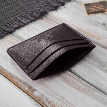 Etui na karty i wizytówki skórzane minimalistyczne praktyczne etui brązowe T-151-BR