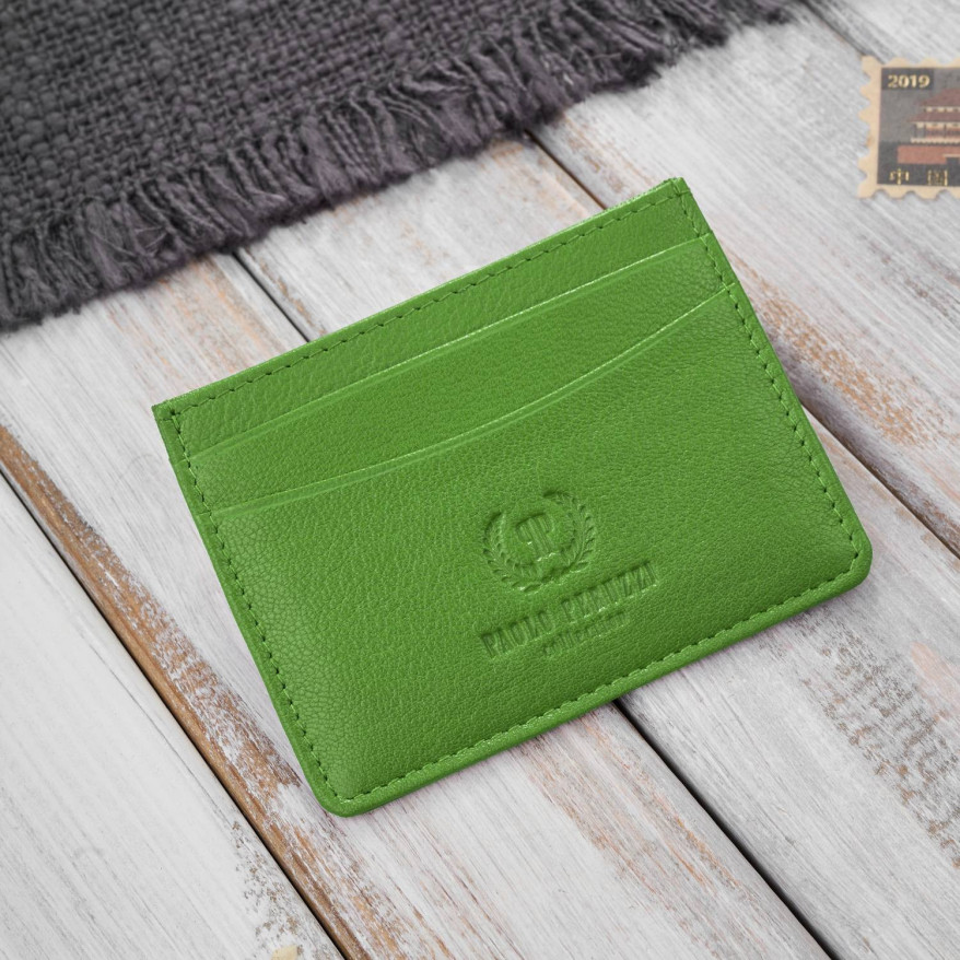 Etui na karty i wizytówki skórzane minimalistyczne praktyczne etui zielone T-151-GR