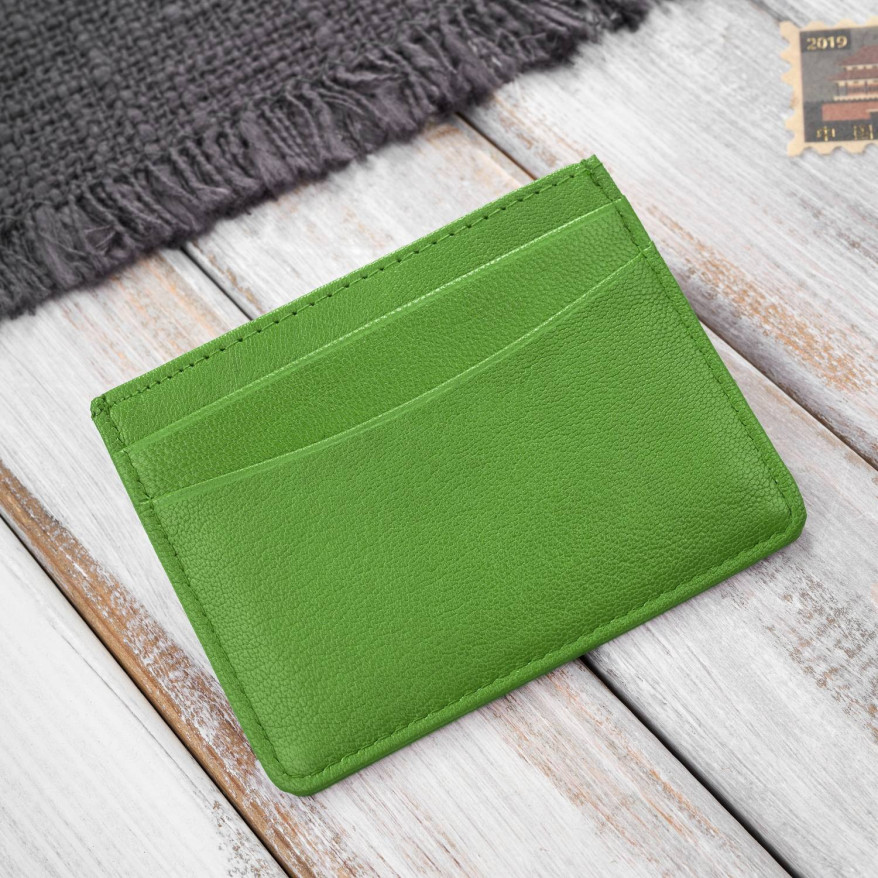 Etui na karty i wizytówki skórzane minimalistyczne praktyczne etui zielone T-151-GR