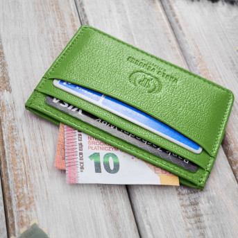 Etui na karty i wizytówki skórzane minimalistyczne praktyczne etui zielone T-151-GR