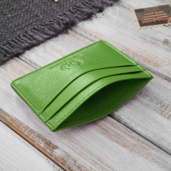 Etui na karty i wizytówki skórzane minimalistyczne praktyczne etui zielone T-151-GR