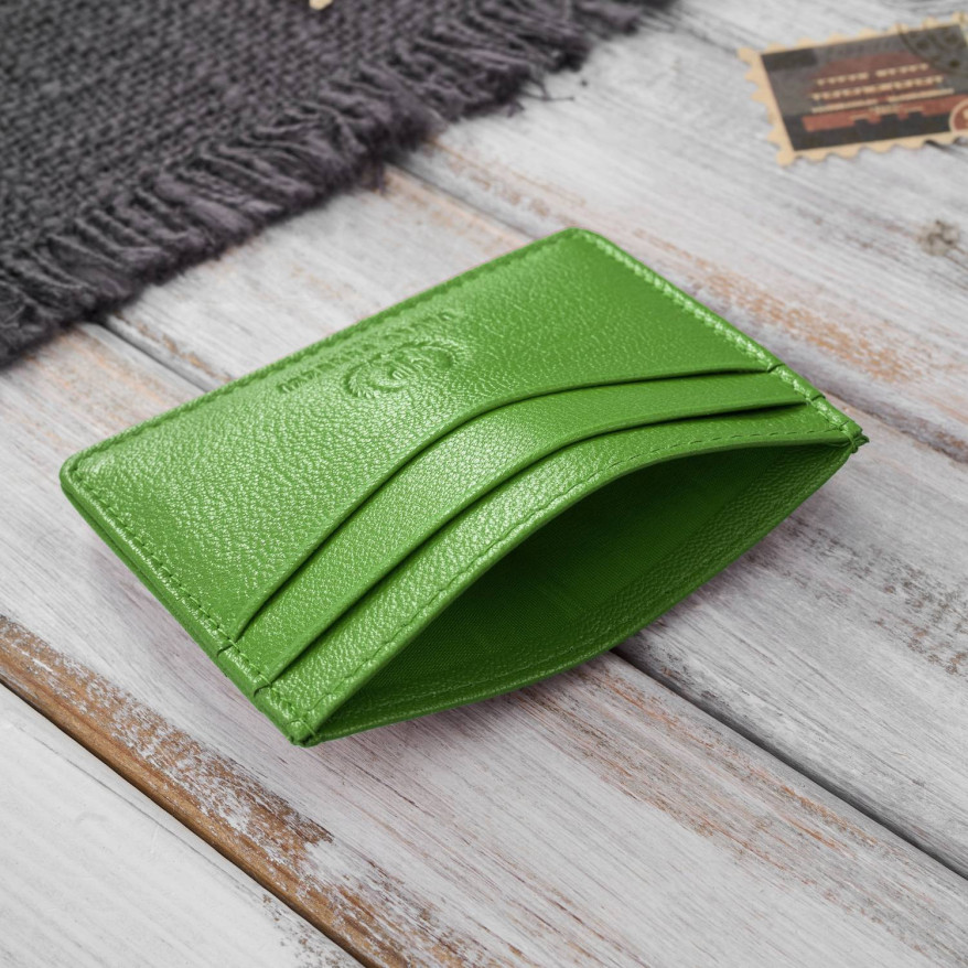 Etui na karty i wizytówki skórzane minimalistyczne praktyczne etui zielone T-151-GR