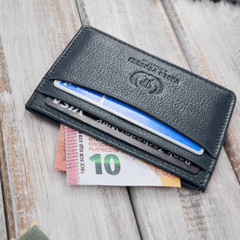 Etui na karty i wizytówki skórzane minimalistyczne praktyczne etui granatowe T-151-NV