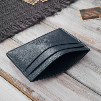 Etui na karty i wizytówki skórzane minimalistyczne praktyczne etui granatowe T-151-NV
