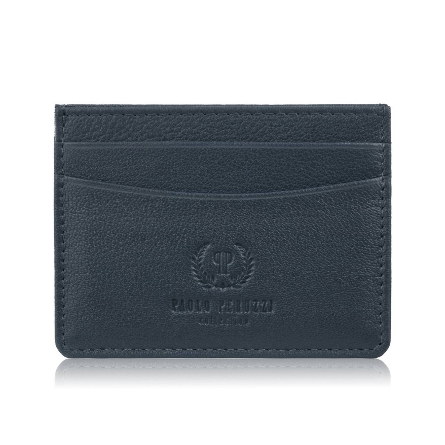 Etui na karty i wizytówki skórzane minimalistyczne praktyczne etui granatowe T-151-NV