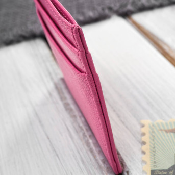Etui na karty i wizytówki skórzane minimalistyczne praktyczne etui różowe T-151-PI