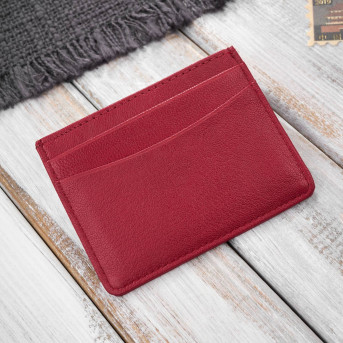 Etui na karty i wizytówki skórzane minimalistyczne praktyczne etui czerwone T-151-RD